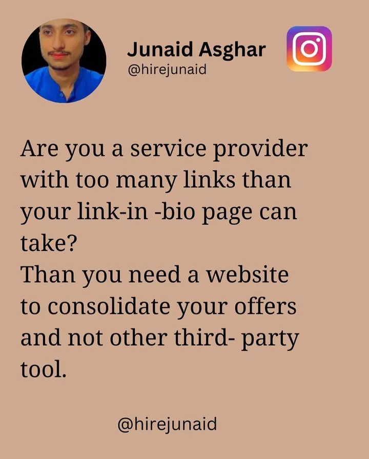 Are you a service provider with too many links than your link in bio page can handle? then you need a website.